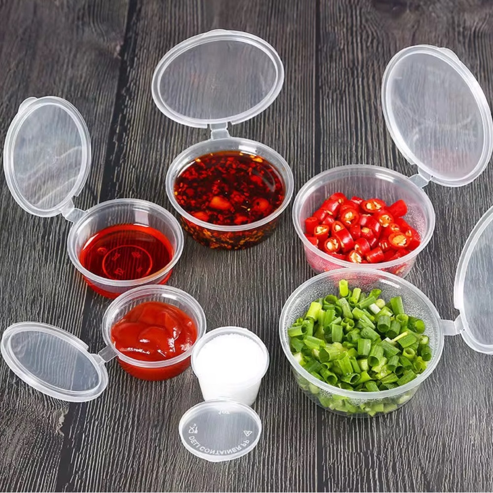 Clear Plastic Sauce Container with Lid